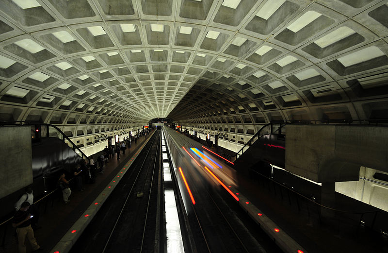 A train departing from the McPherson Square Metro station.  Photo from Wikipedia.